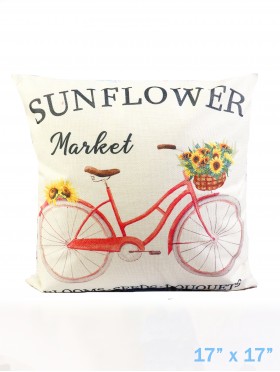 "Sunflower" and Bicycle Print Cushion & Filler